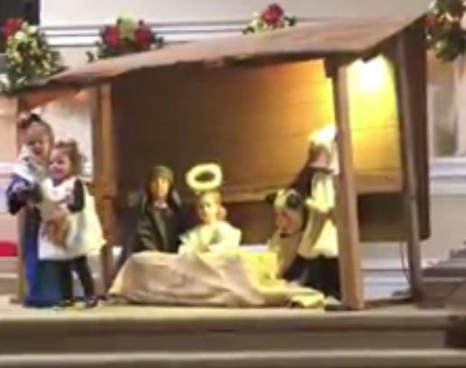  She strutted round the stage with the baby Jesus until furious Mary grabbed him back