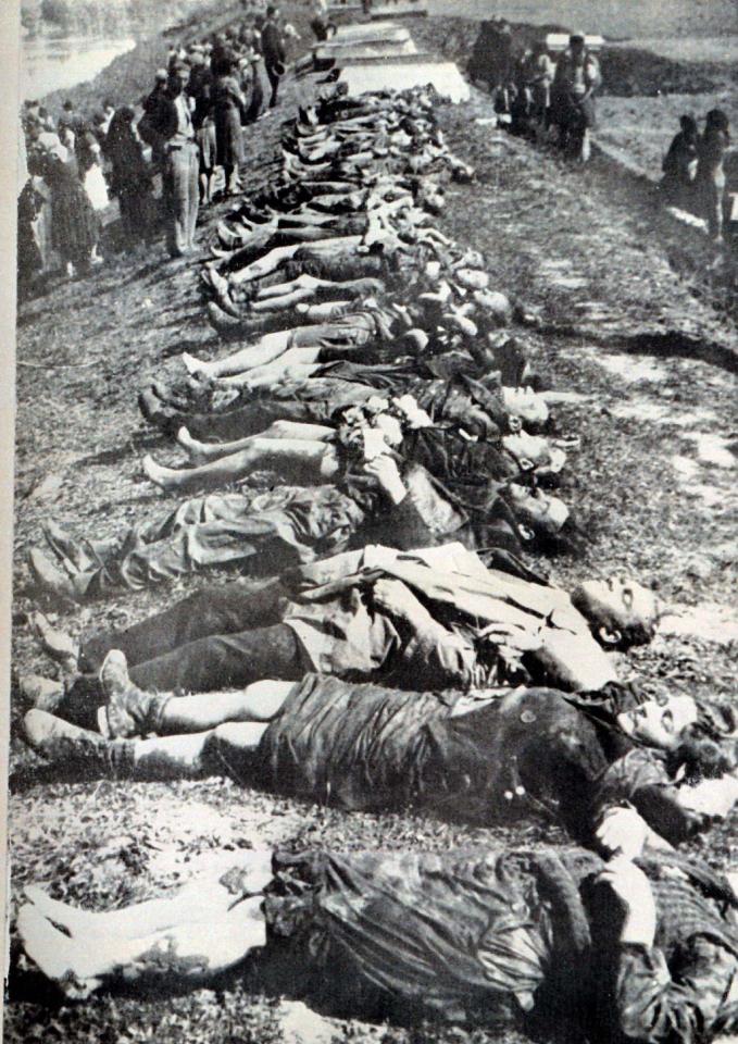  Victims of the Nazi-backed Ustasha regime killed at the end of the Second World War, are lined up on the bank of Croatia's Sava river