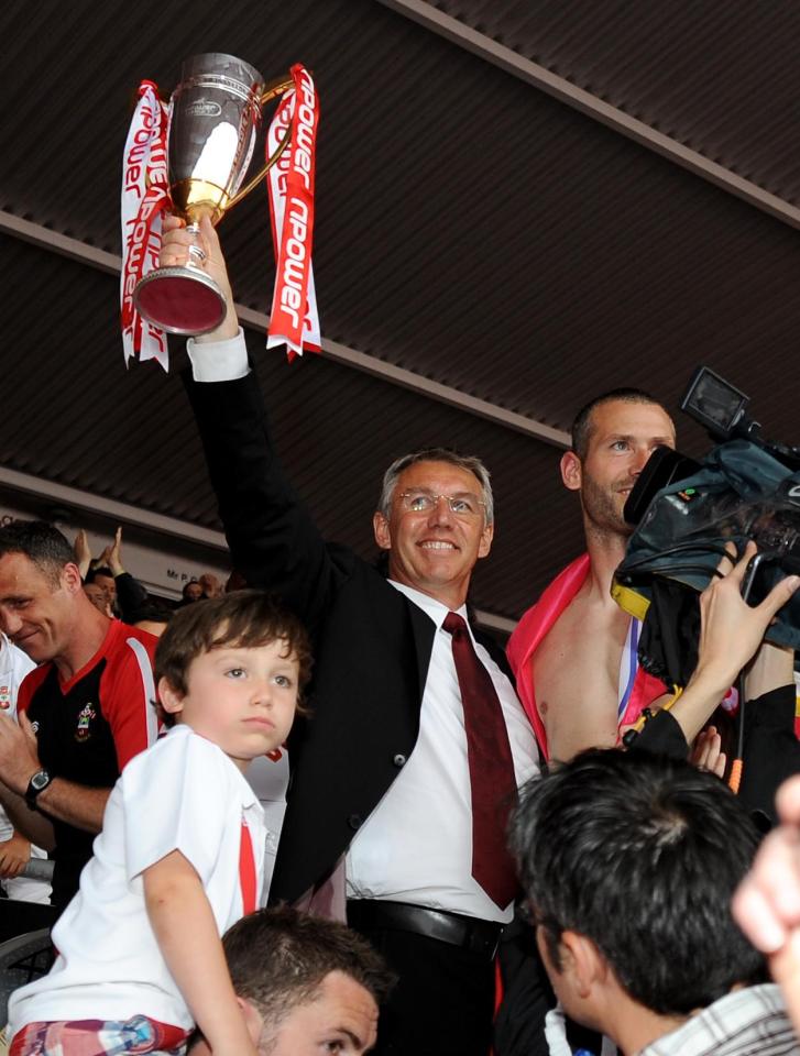  Adkins won consecutive promotions at Southampton - taking the Saints from League One to the Premier League