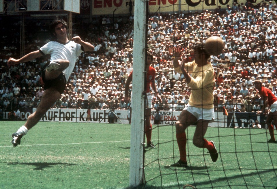 Gerd Muller scores the winning goal for Germany against England after a stunning comeback from 2-0 down