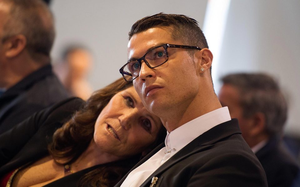  Cristiano Ronaldo and his mother during a press conference