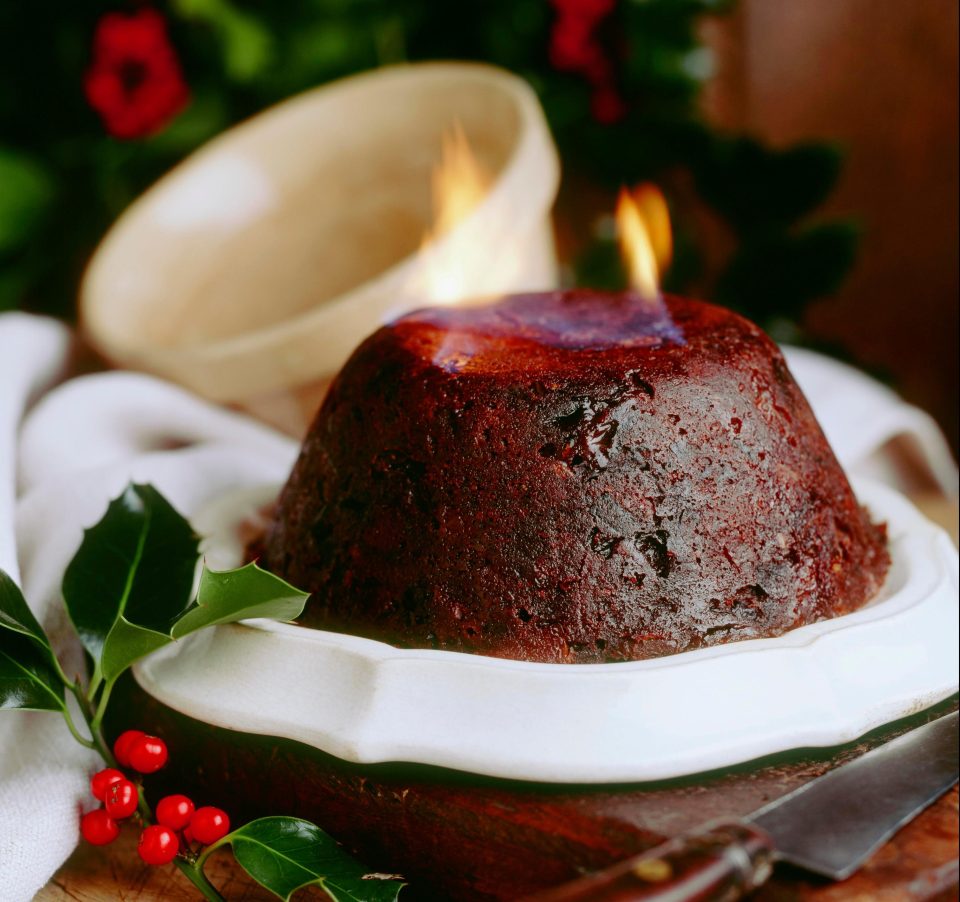  For dessert, they eat Christmas pudding with brandy sauce