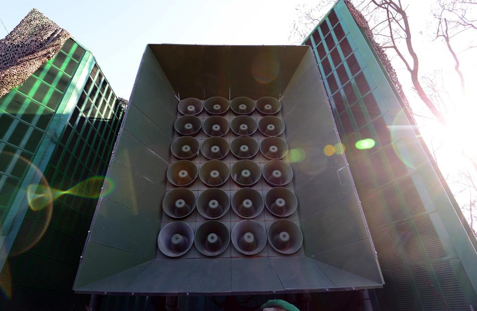  A loudspeaker at a military base near the border between South Korea and North Korea. File picture