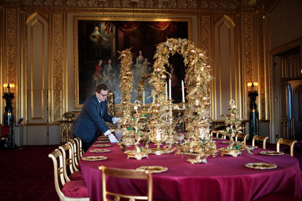  Although many royal residences such as Windsor Castle, pictured, and Buckingham Palace are decorated for Christmas, the family spend their time at Sandringham House in Norfolk