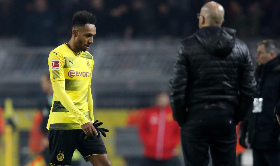  Peter Bosz was critical of Pierre-Emerick Aubameyang after red card