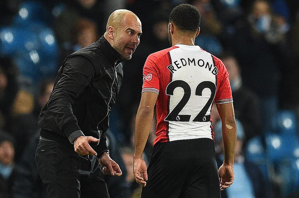  Manchester City manager Pep Guardiola will not be punished by the FA for screaming in Nathan Redmond's face