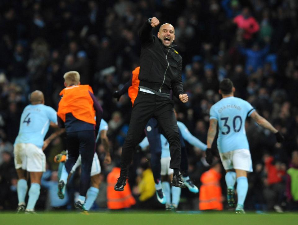  Raheem Sterling had Pep Guardiola jumping for joy after his late winner against Southampton