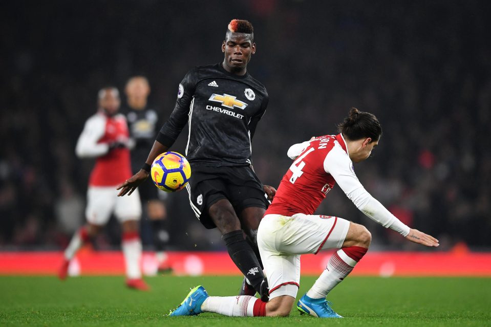  Paul Pogba was sent off for stamping on Hector Bellerin