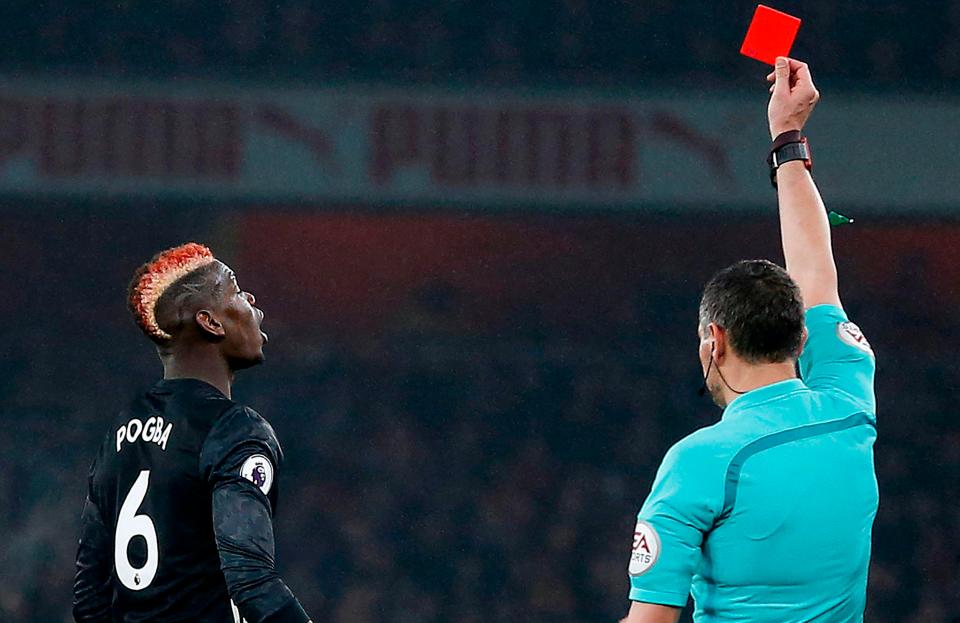  Paul Pogba will miss the Manchester derby after receiving a red card