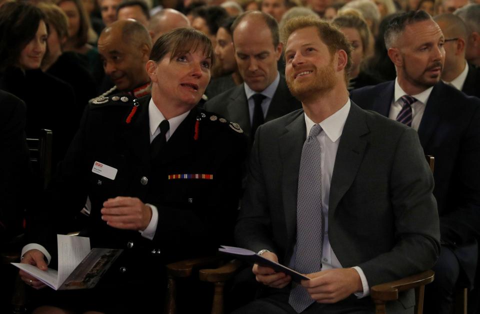  London Fire Brigade Commissioner Dany Cotton with Prince Harry. She has praised her firefighters for their response to Grenfell