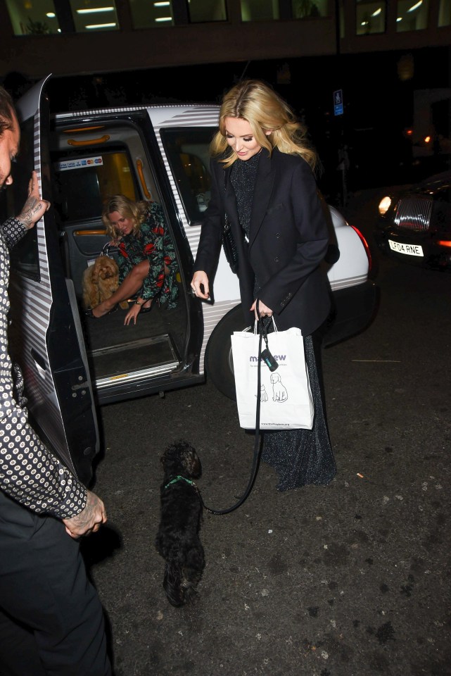 Pete Wicks and Stephanie Pratt were seen leaving a Christmas charity bash together – with their beloved dogs last night