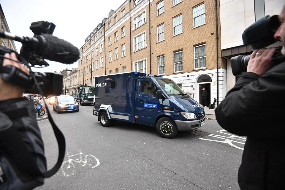  A police vehicle carrying both terror suspects was pictured arriveing at Westminster Magistrates Court this morning