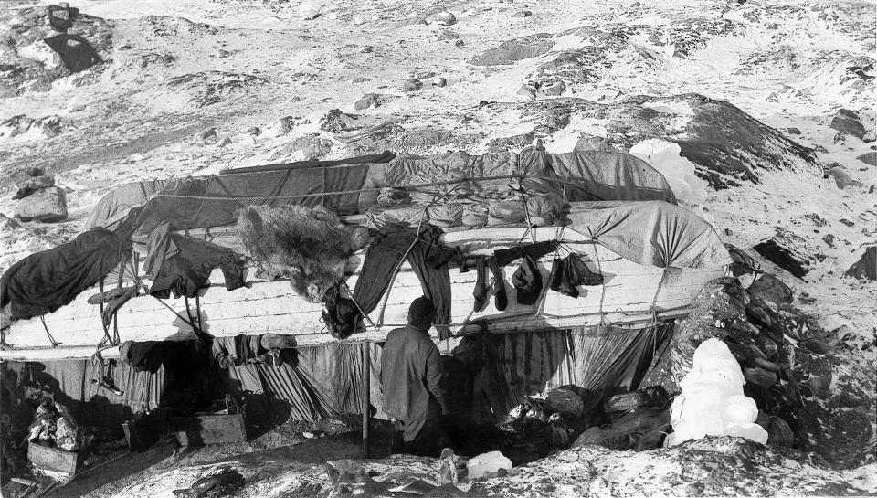  The crew members constructed make-shift huts as they waited for rescue on Elephant Island