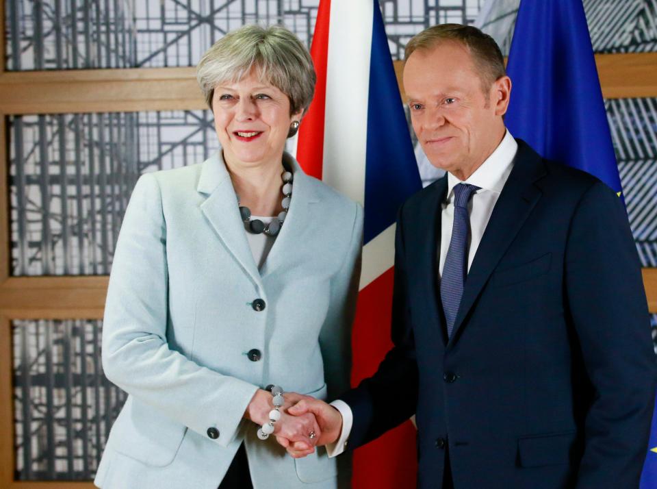  Theresa May meeting with EU president Donald Tusk