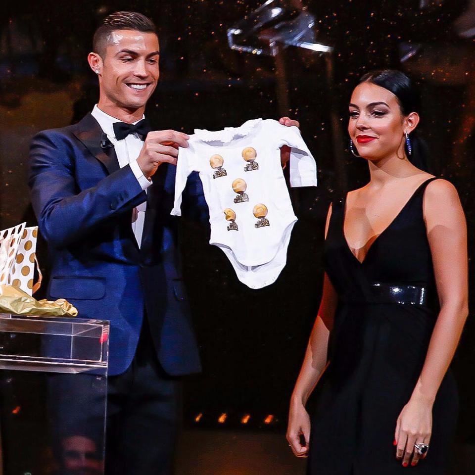  The Real Madrid forward with a babygrow at the Ballon d'Or awards