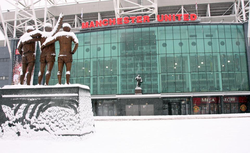  Old Trafford could be under eight inches of snow come the Manchester derby