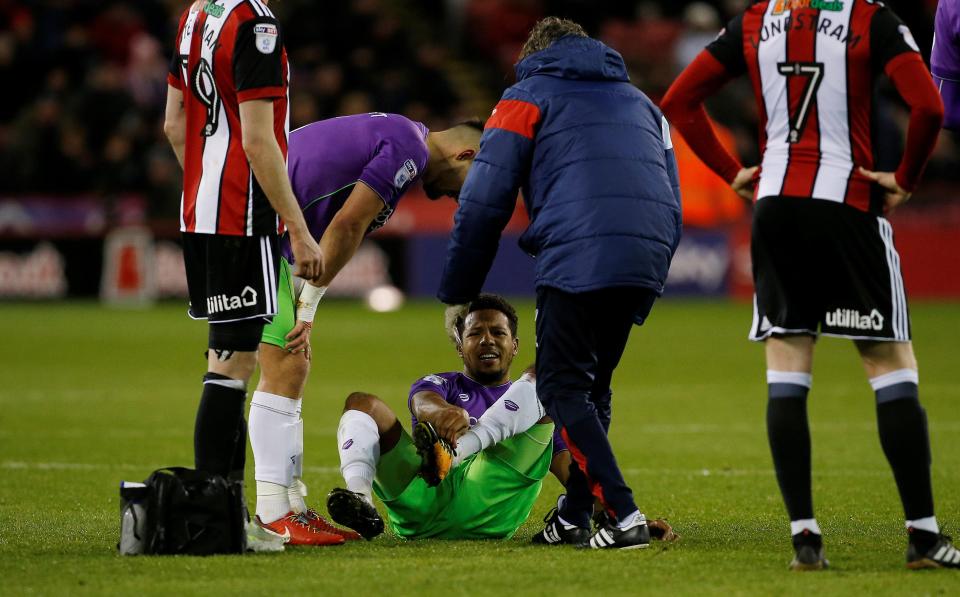  Smith had to be subbed off after damaging his ankle in the tackle