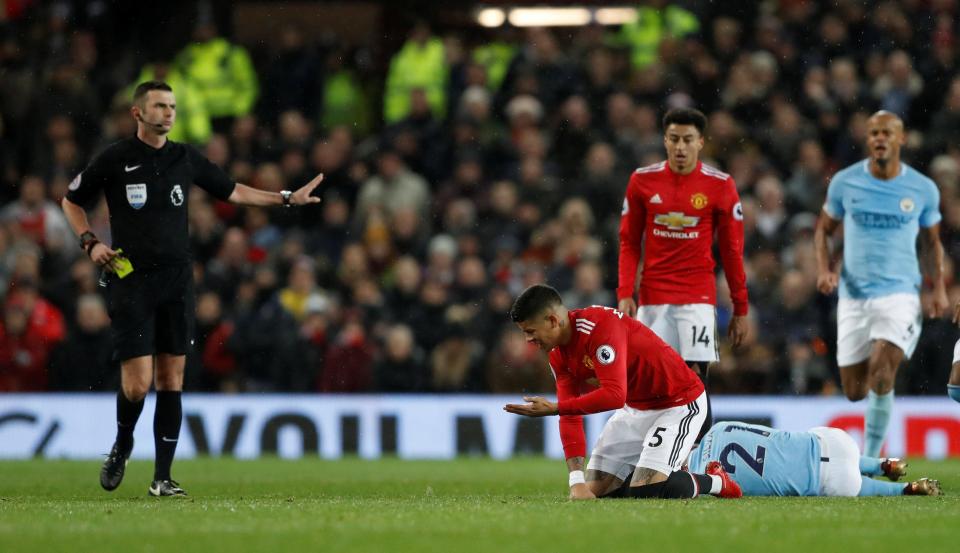  Man United man Marcos Rojo was left covered in blood