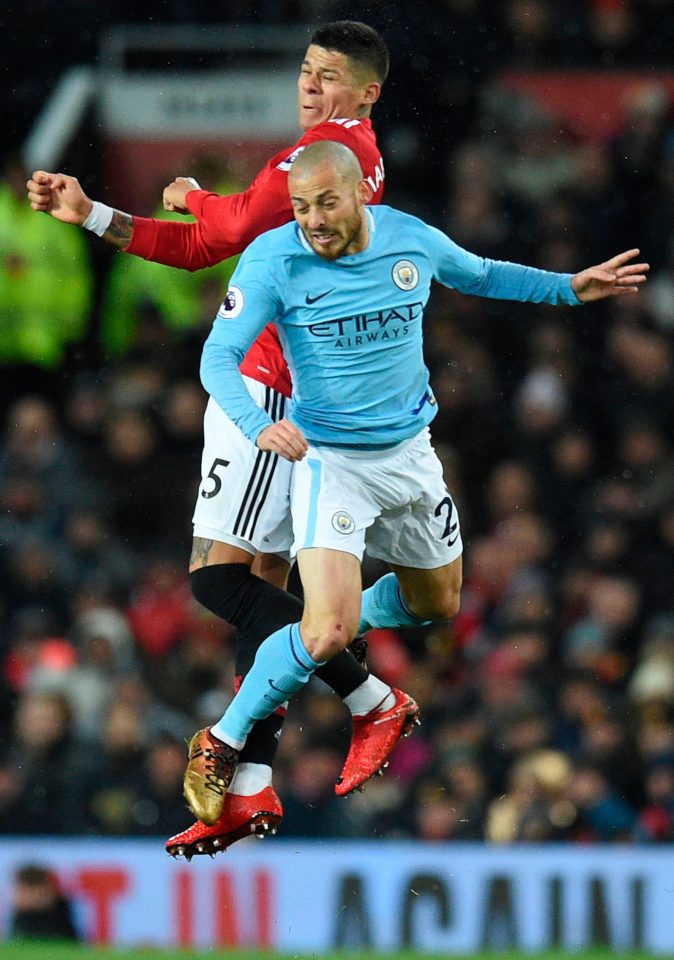  Marcos Rojo went in hard on David Silva