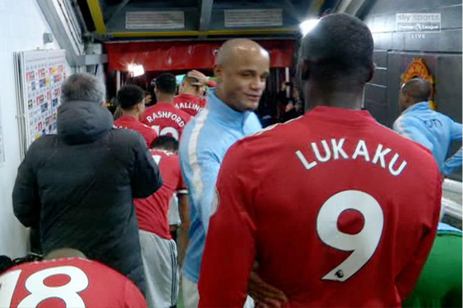  Belgian team-mates Vincent Kompany and Romelu Lukaku were prominently involved in the Manchester derby bust-up