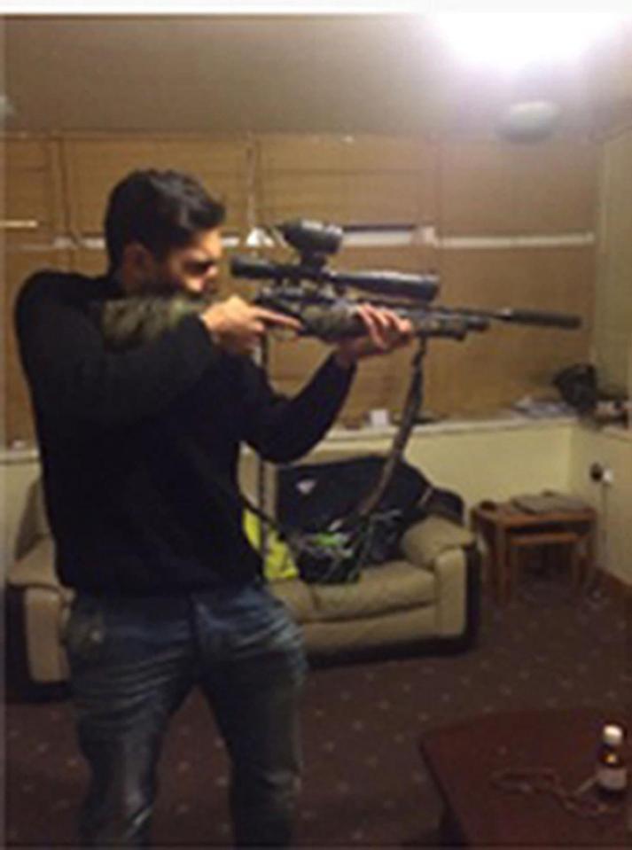  He was also seen posing with a gun before he was caught by anti-terror cops