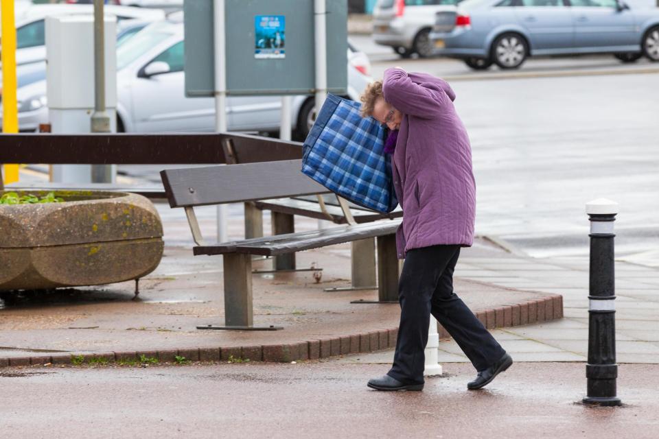  It was wet and windy this morning in Hastings as people battled the brutal weather