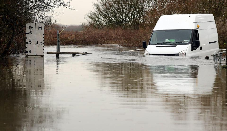  The van was stranded in three and a half feet of water