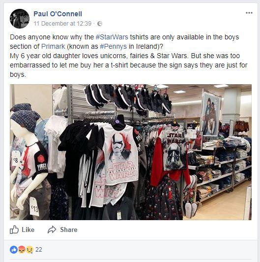  Paul complained on Facebook, saying Hayley was too embarrassed to let him buy a shirt for her