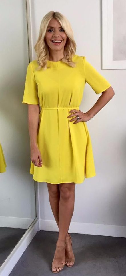  This jolly yellow frock is from Warehouse, with shoes by Office