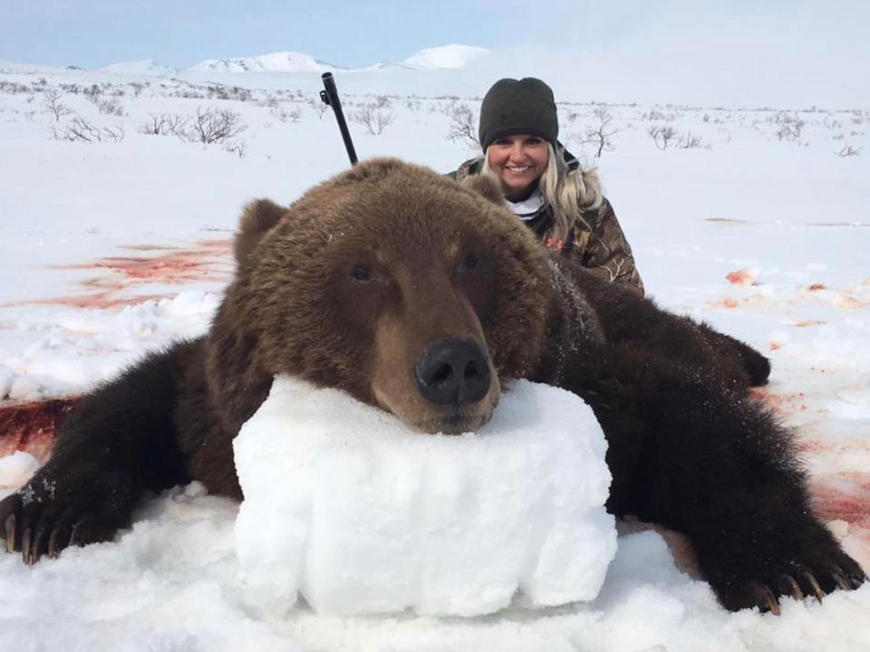  She posted this snap of a bear shot by her friend and wrote: 'Super jealous!!'