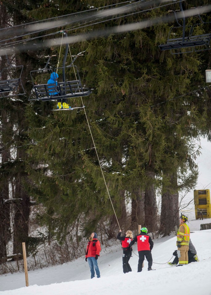 Ropes were used to free those trapped on the lift