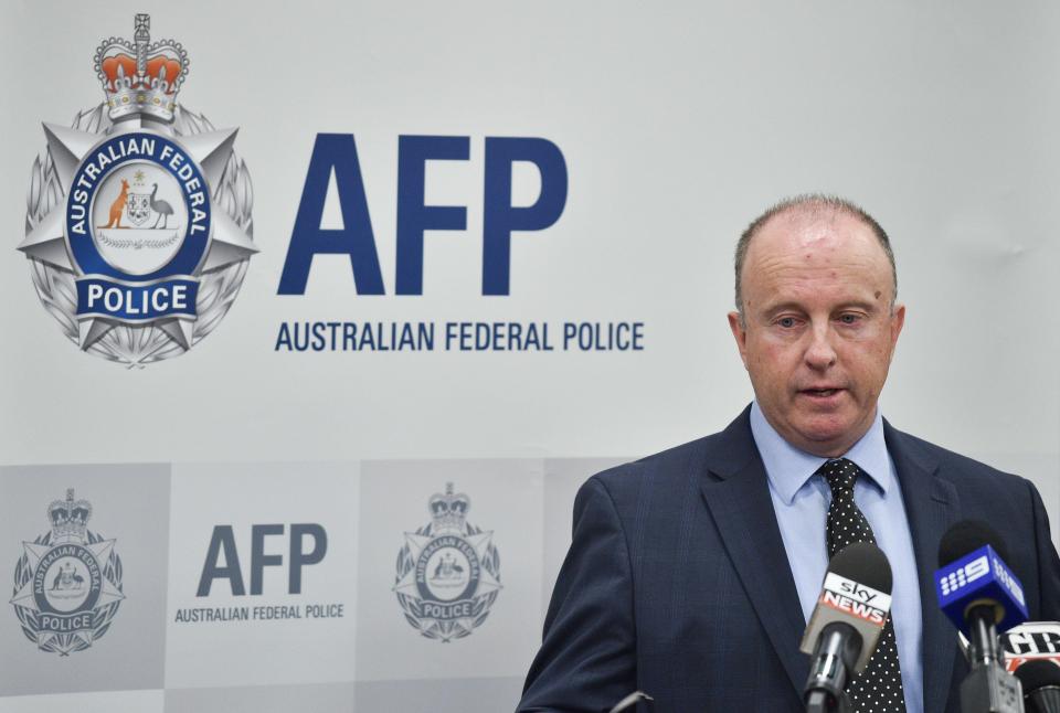  Australian Federal Police Assistant Commissioner Neil Gaughan speaks to the media about the operation