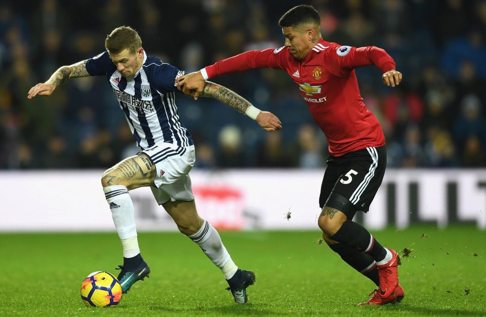  James McClean in action against Manchester United as West Brom lose 2-1