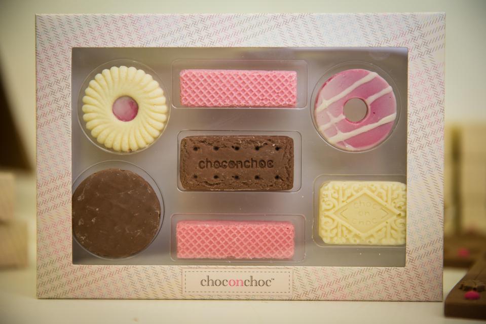  The team have designed a range of chocolate that look like retro biscuits, making them popular shoppers