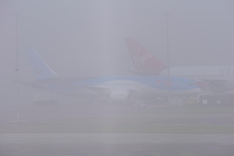  Extremely poor visibility at Manchester Airport yesterday evening saw all flights suspended