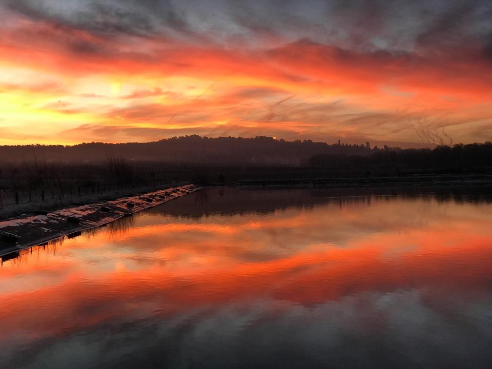  A striking sunrise over Tuesley Farm in Godalming, Surrey