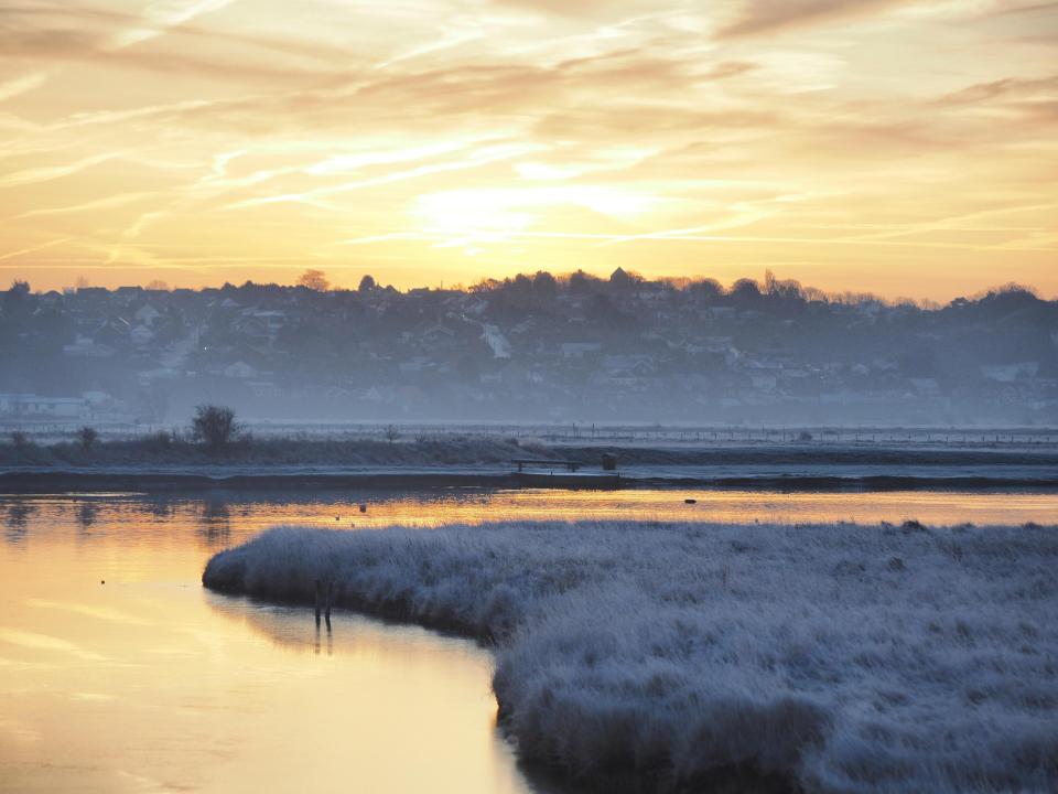  Sunrise over Sheerness in Kent this morning following a heavy blanket of freezing fog overnight