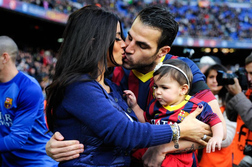  Cesc Fabregas and Daniella Semaan show their love for one another at the Nou Camp