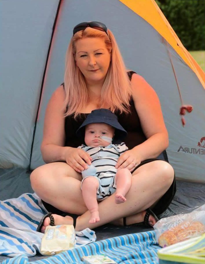  Mum Sharon, pictured with son Johnny, ballooned from a size 10 to a size 24 and tipped the scales at 17 stone