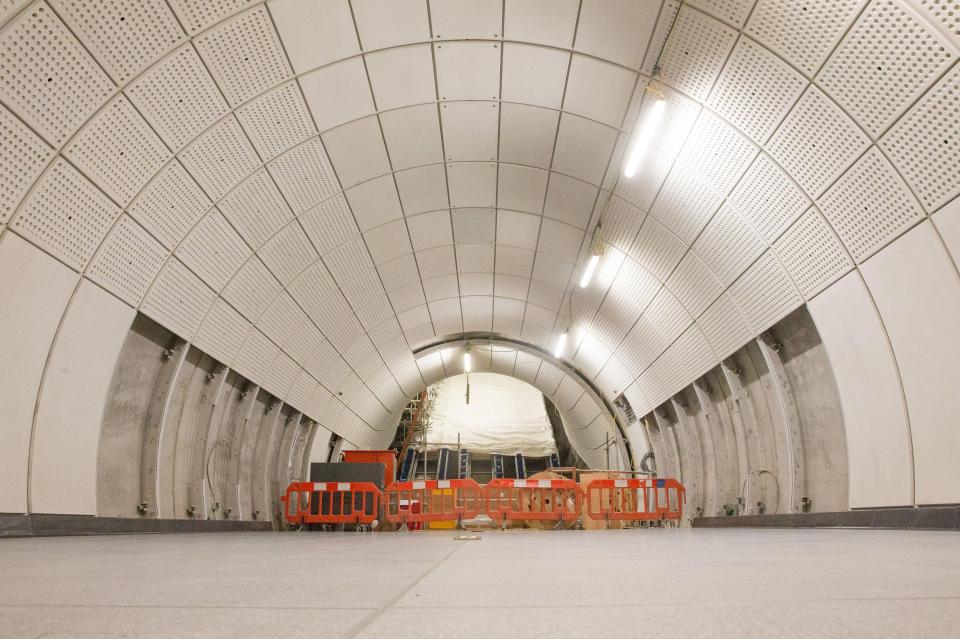  New escalators at Farringdon station as part of the £14.6 billion Crossrail project, funded by the Department for Transport and Transport for London (TfL)