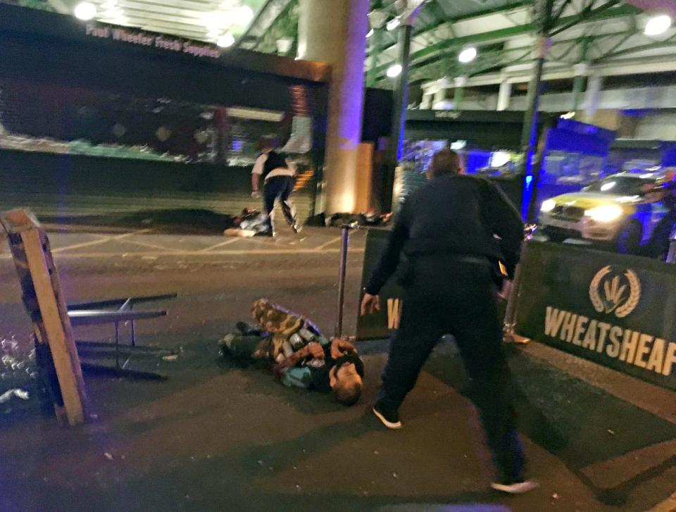  Three terrorists were shot dead in Borough Market beside London Bridge after going on a van and knife rampage