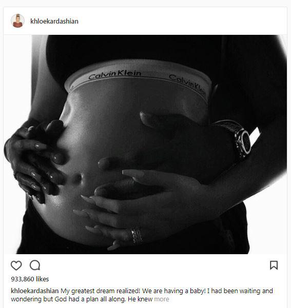  Khloe announced she was pregnant with her first child on Wednesday night