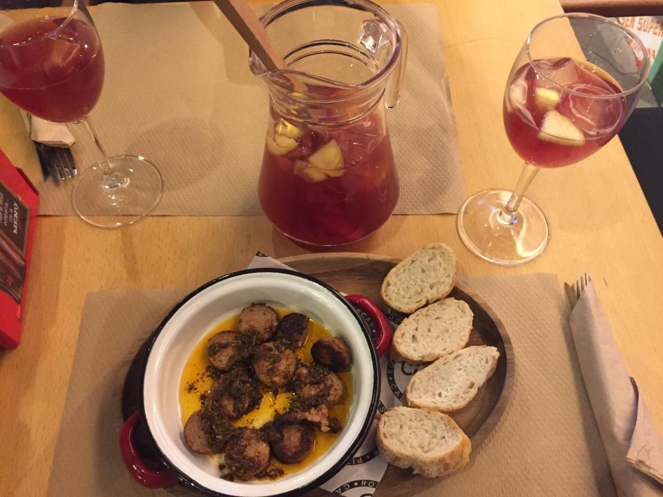  Chorizo washed down with some sangria? Yes please