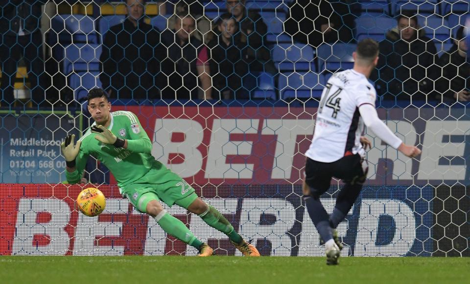  Gary Madine scored from the spot after a Sol Bamba handball