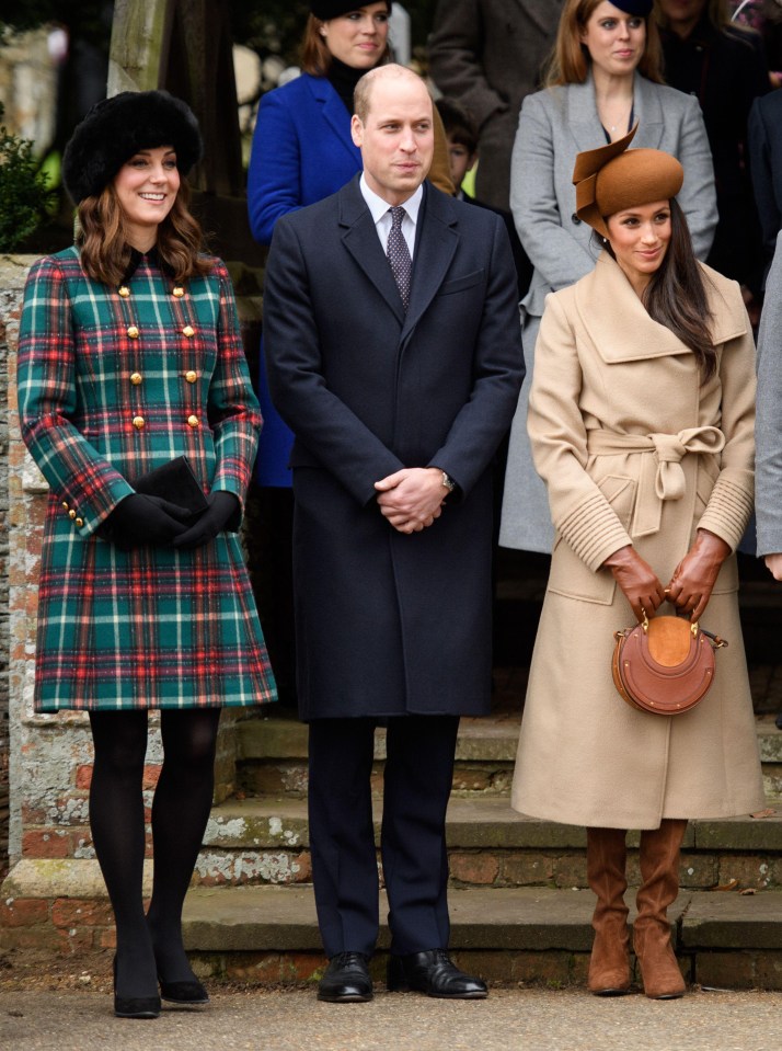 Kate and Meghan were pictured in their coats at Sandringham on Christmas Day