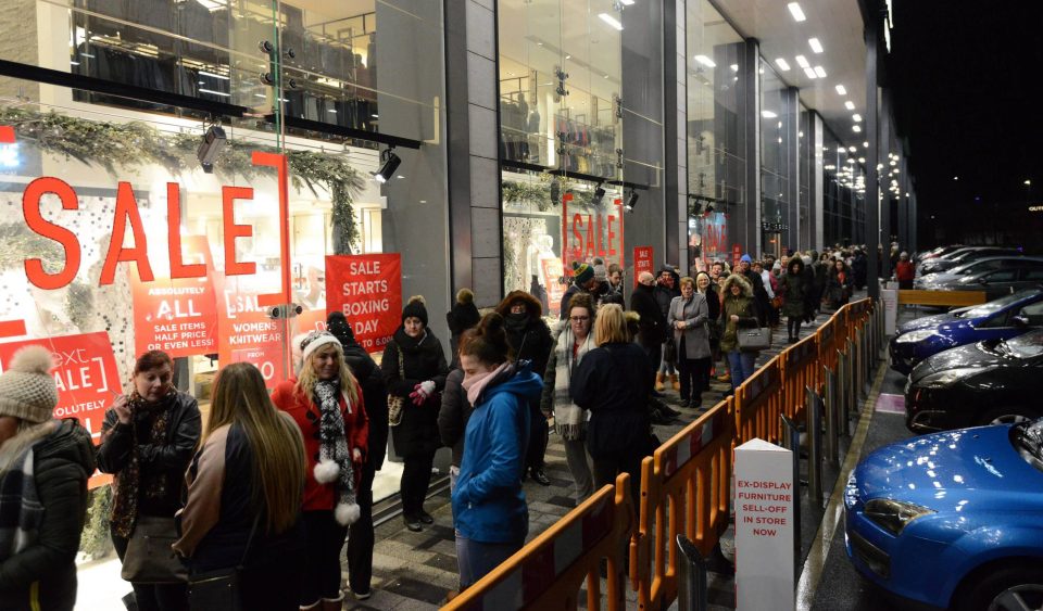  A long line of bargain hunters queue up around the Silverlink Retail Park in North Tyneside ahead of the 6am sale opening this morning