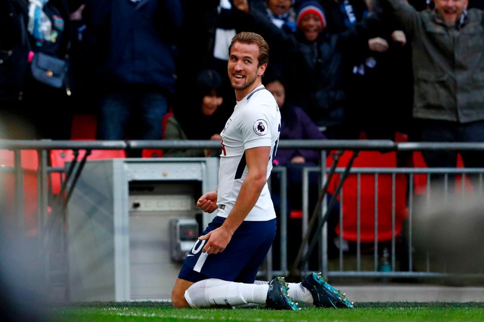  Harry Kane celebrates record breaking goal against Southampton at Wembley