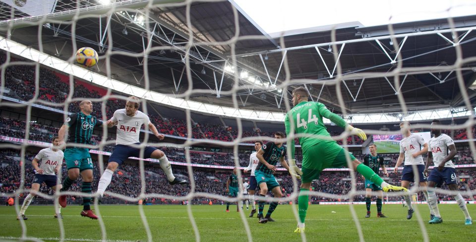  Spurs hero Harry Kane headed home the first