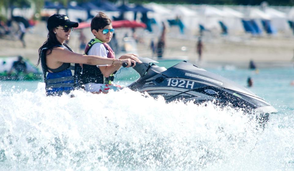  The pair looked as though they were having a great time as they navigated their way through the waves