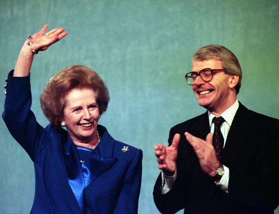  John Major - pictured here with Margaret Thatcher - accused Theresa May of trying to do 'bad politics'